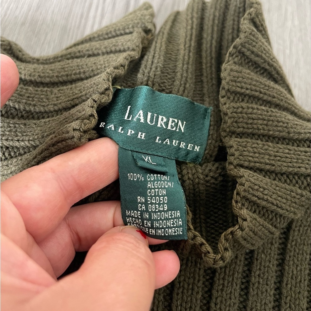 Lauren Ralph Lauren Olive Green Turtleneck Sweater - Picture 7 of 9
